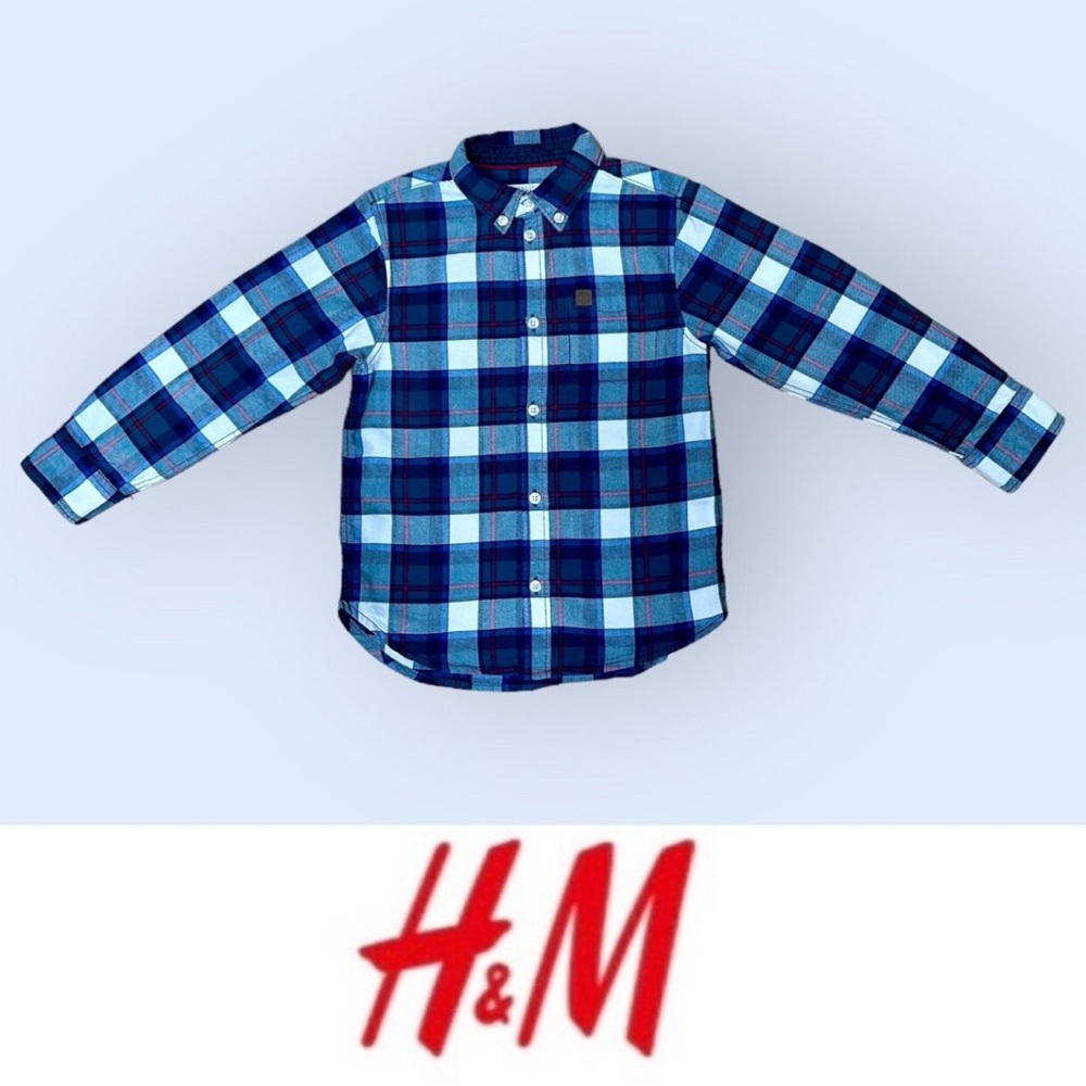H&M LOGG Plaid Button Down Shirt, Size 5-6 Y, MSRP‎ $15
